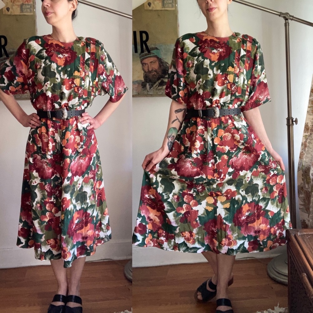 Vintage 80’s does 40’s floral midi dress